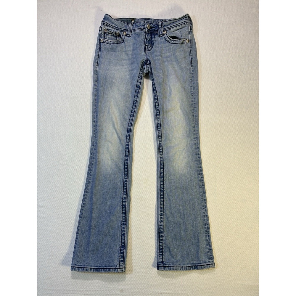 Miss Me Bootcut Jeans 26 Blue Crystal‎ Embroidered Bling Y2K Western Denim